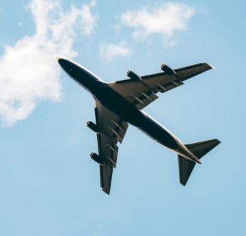 Underside of a flying plane